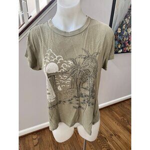 The Great. The Boxy Crew w/ Sailboat Palm Graphic Tee T Shirt Green 0 XS